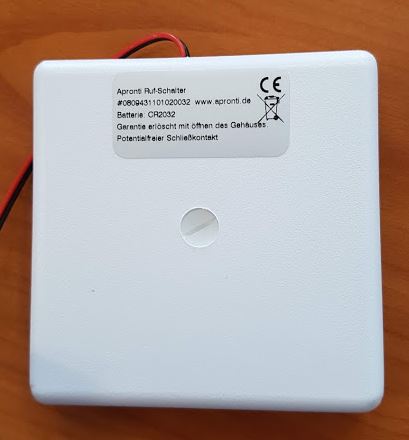 Funk-Ruf-Schalter - wird der Schaltkontakt geschlossen, geht ein 16 Zeichen Text zum Armband-oder Taschen-Pager