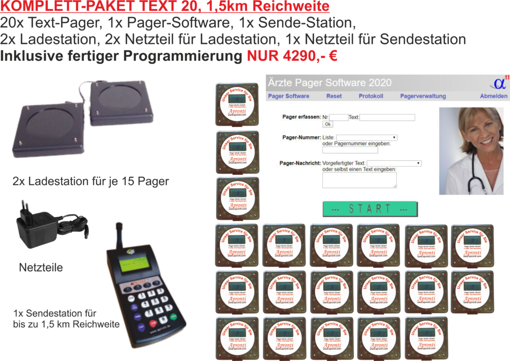 STARTERPaket PatientenPager mit TextAnzeige ArztPager