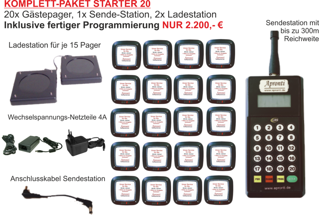 STARTERPakete für PatientenPager mit LEDZiffernanzeige ArztPager