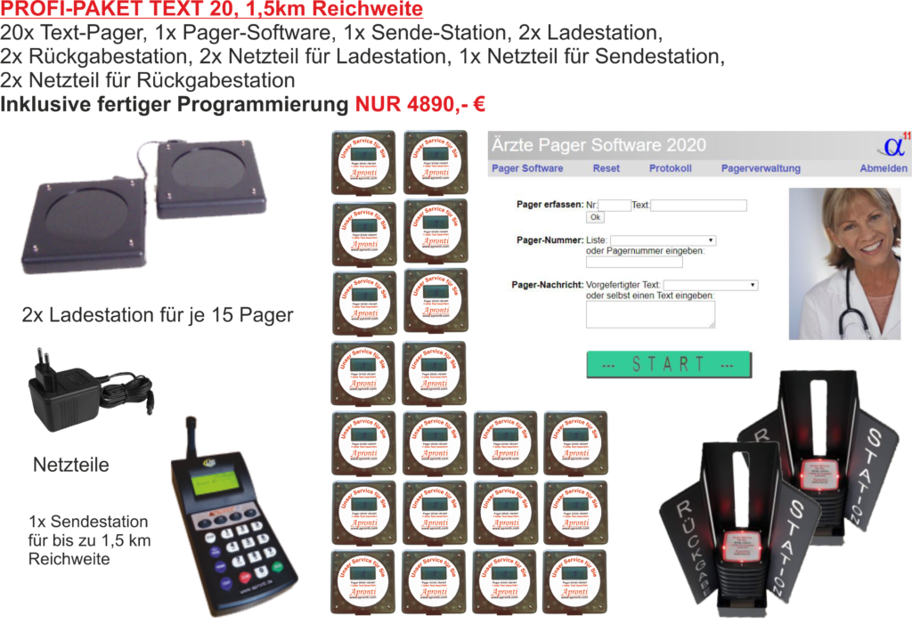 PROFIPakete PatientenPager mit TextAnzeige und PagerSoftware
