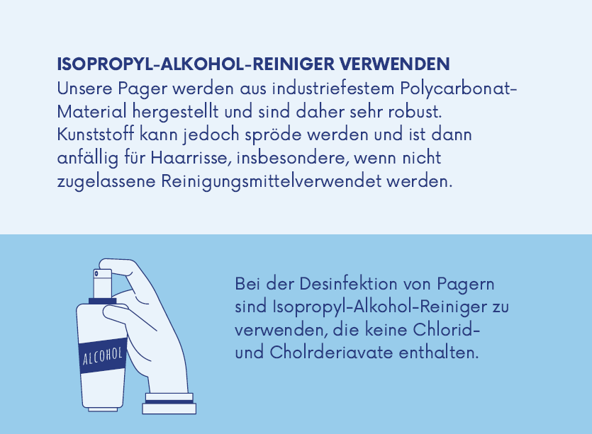 Pager mit Isopropyl-Alkohol ohne Chlor reinigen